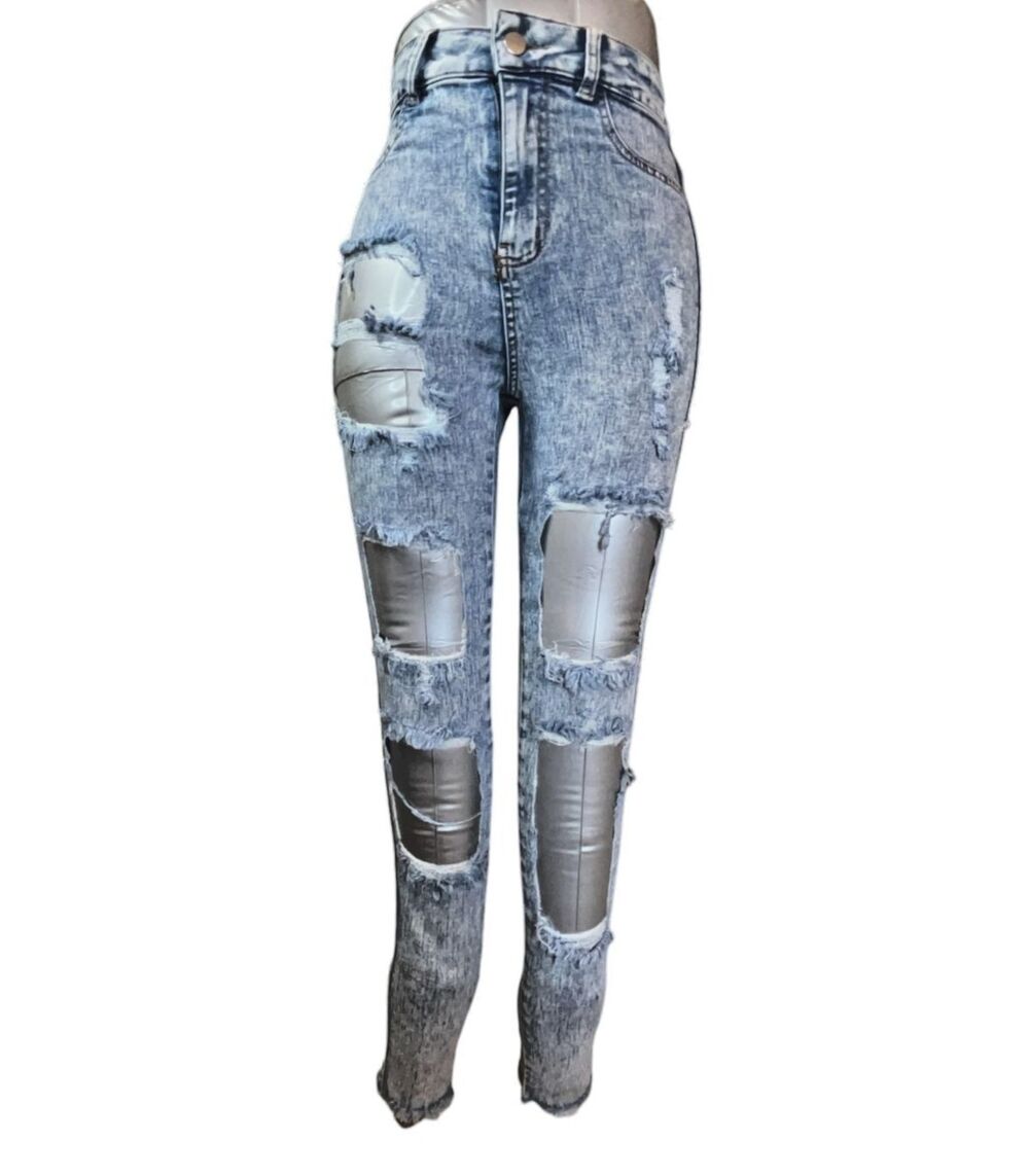 Forever 21 Jeans Women 24 Mid Rise Distressed Destroyed Skinny Stretch (W20 L27)